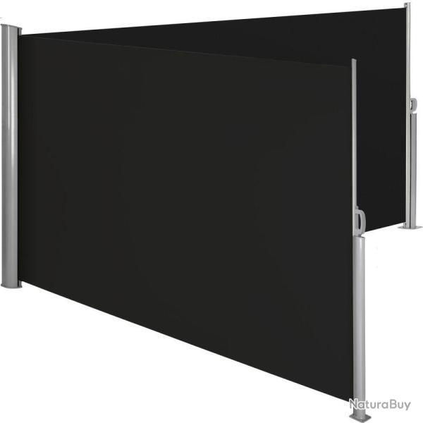Auvent store lat�ral brise-vue paravent r�tractable double noir 180 x 600 cm 2208136