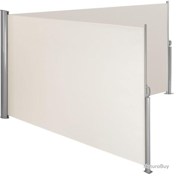 Auvent store lat�ral brise-vue paraventr�tractable double beige 200 x 600 cm 2208131