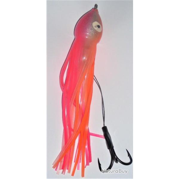 leurre octopus 18 cm sur ligne monte hameon triple 3/0