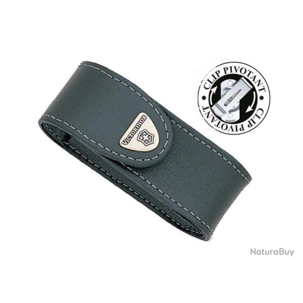 ETUI VICTORINOX 6 A 14 PIECES CUIR NOIR CLIP PIVOTANT