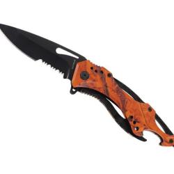 COUTEAU HERBERTZ INOX CAMOUFLE ORANGE 12CM SEMI-DENTEE
