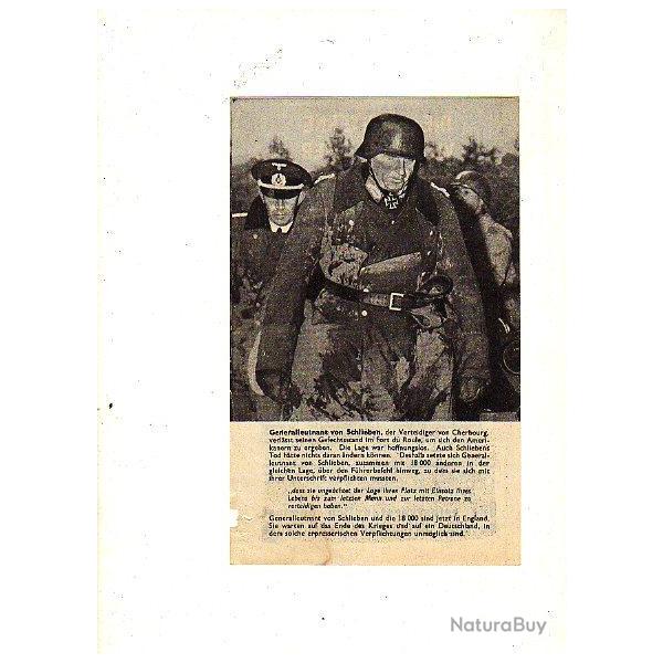 Tract US annon�ant la r�ddition du Generalleutnant VON SCHLIEBEN � CHERBOURG