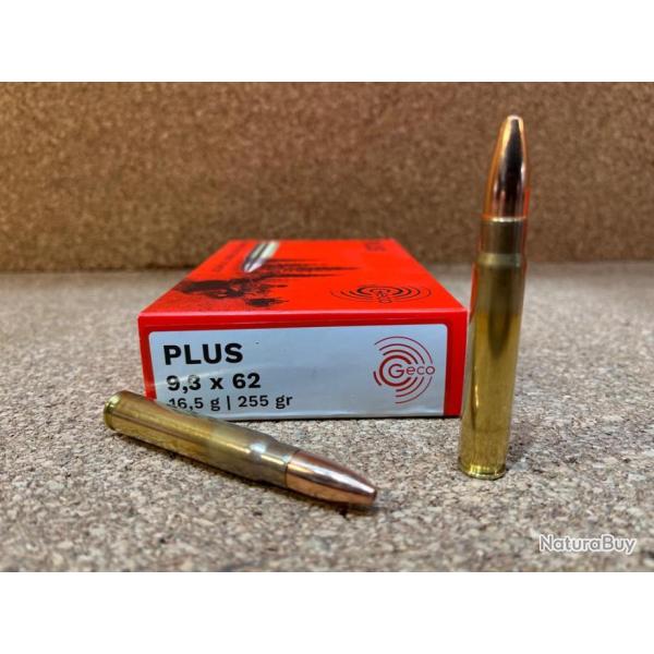 BOITES DE 20 CARTOUCHES GECO PLUS  CAL.9.3X62 16.5 gr