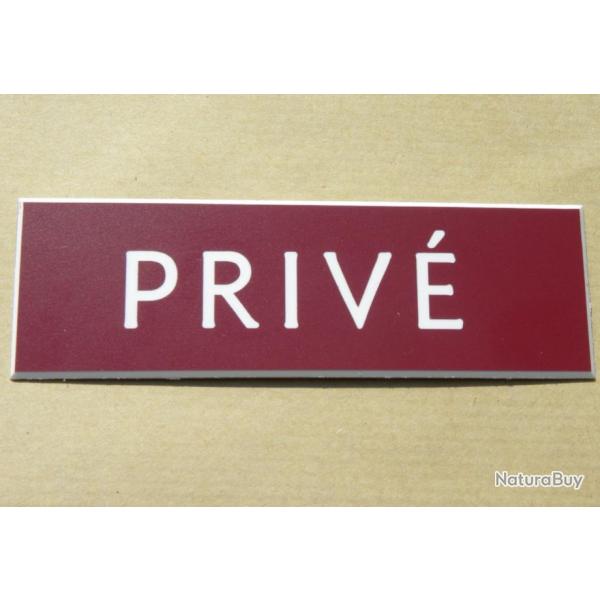 Plaque adh�sive "PRIV�" bordeau Format 29x100 mm