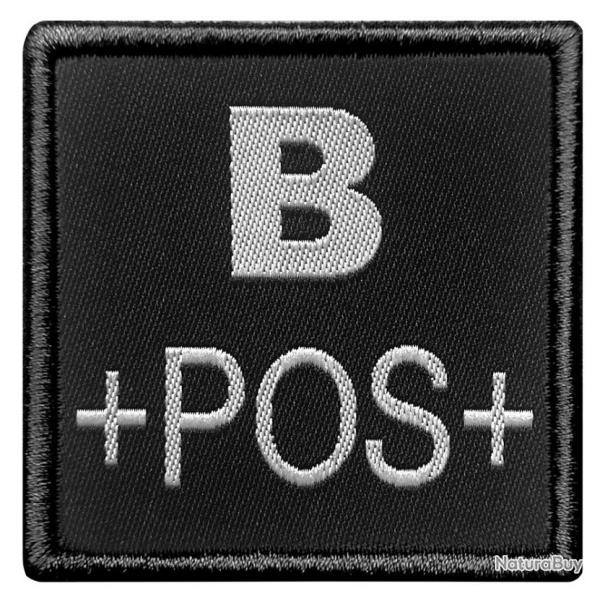 Patch Groupe sanguin - Tissu Noir B Positif