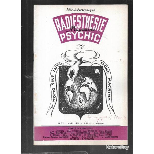 radiesth�sie et psychic magazine n�72 avril 1961 , magn�tisme, science des ondes, para