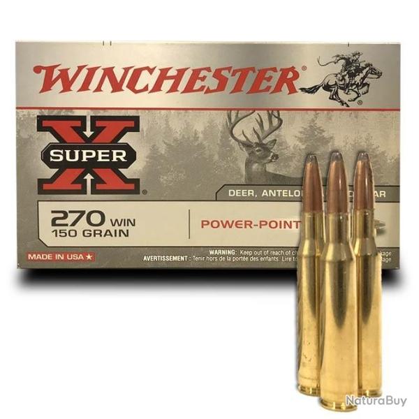 Munitions WINCHESTER calibre 270 Win Power Point 150gr - 9.7g x20