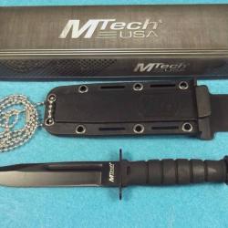 Couteau de Chasse Bowie Black Manche en caoutchouc avec Etui de cou