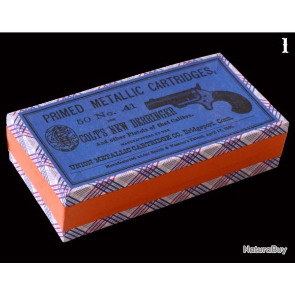 BO�TE VIDE POUR 50 CARTOUCHES No 41 RIMFIRE POUR COLT'S NEW DERRINGERS U.M.C. Co. (REPRODUCTION)