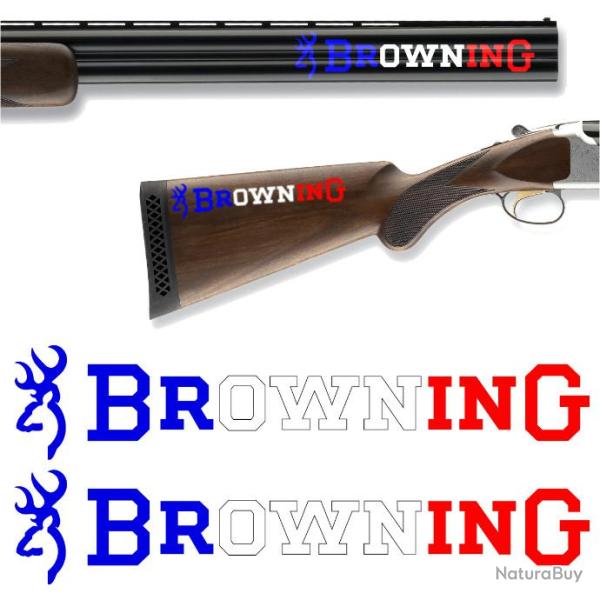 2x BROWNING FRANCE Vinyle Autocollant. Taille 190x38mm. Id�al pour fusils superpos�s ou crosses.