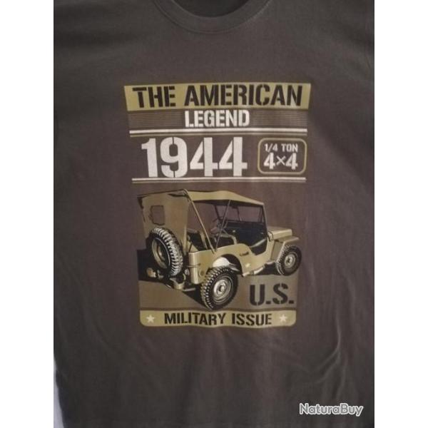 T SHIRT beige kamel JEEP THE AMERICAN LEGEND US WW2  WILLYS FORD 4X4 MB GPW M 201 TEE