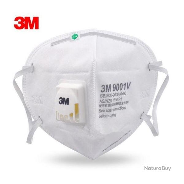 Lot de 5 Masque 3M KN90 9002V Respiratoire Ventilation Normes CE Anti Bact�rie Poussi�re NEUF