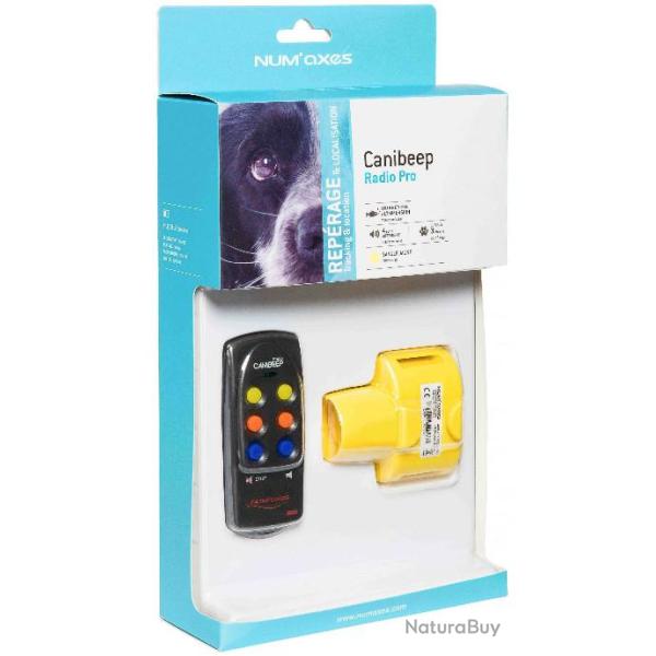 Collier de reprage sonore NUM'AXES Canibeep Radio Pro Canibeep 1 Collier jaune  1 tlcommande