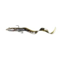 Savage Gear leurre 3D Real Eel 20cm 38gr mont&eacute; Olive Pearl