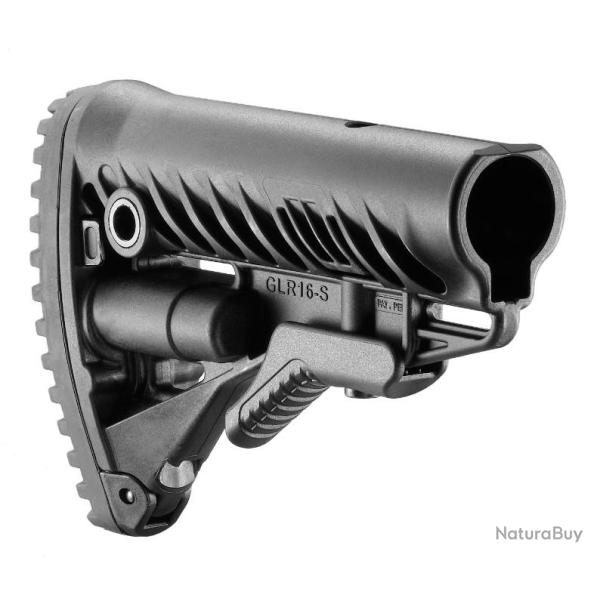 CROSSE TACTIQUE NOIRE POUR M16/AR15 AVEC COMPARTIMENT A PILES