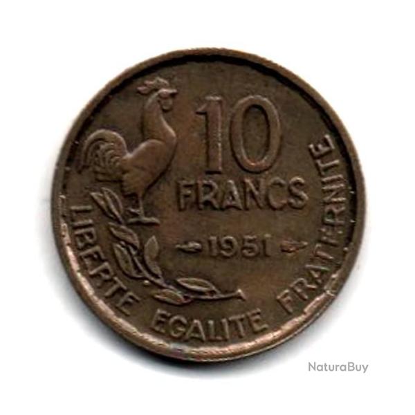Pi�ce de Monnaie France  10 francs Guiraud 1951
