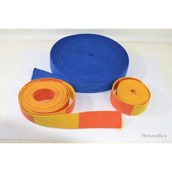 Lot bobine rouleau ceinture Judo Karat Jaune Orange et bleu. Club association sport combat