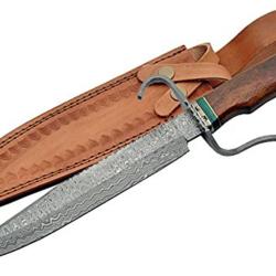 Poignard Bowie DAMAS en palissandre Etui en Cuir DM110607