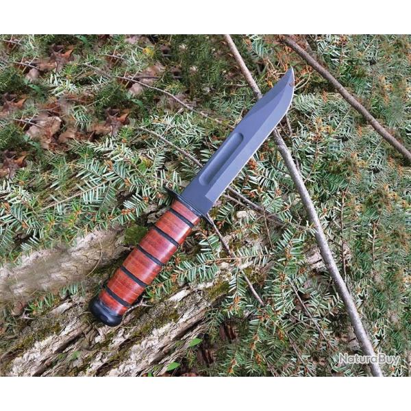 Couteau KA-BAR Single Mark Fighting/Utility Lame Acier 1095 Manche & Etui Cuir USA KA1320