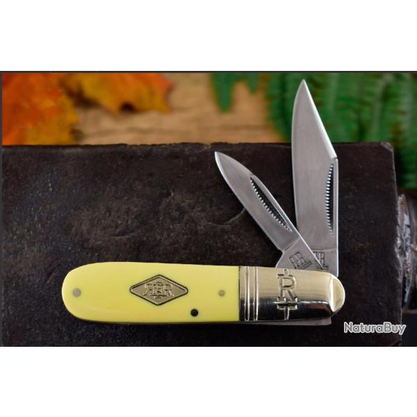 Couteau Rough Rider Barlow Classic Carbon Manche Jaune Synth�tique 2 Lames Carbone RR2040