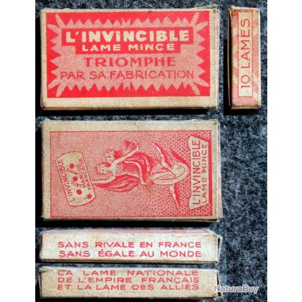 Soldat fran�ais 1939 Ancienne bo�te de lames de rasoir L' INVINCIBLE 10 lames vendue pendant 1939/45