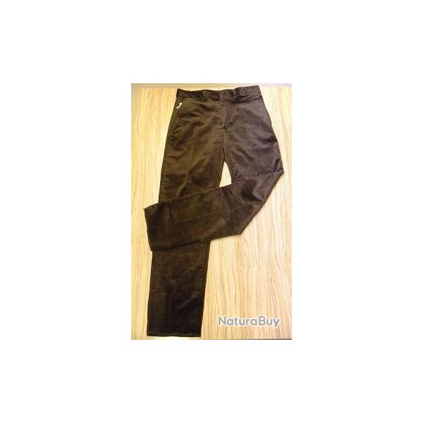 PANTALON VELOURS MARRON , LOVERGREEN , T:52.