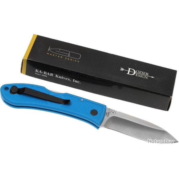 Couteau Ka-bar Dozier Folding Hunter Lame Acier AUS-8 Manche Zytel Blue Lockback Clip KA4062BL