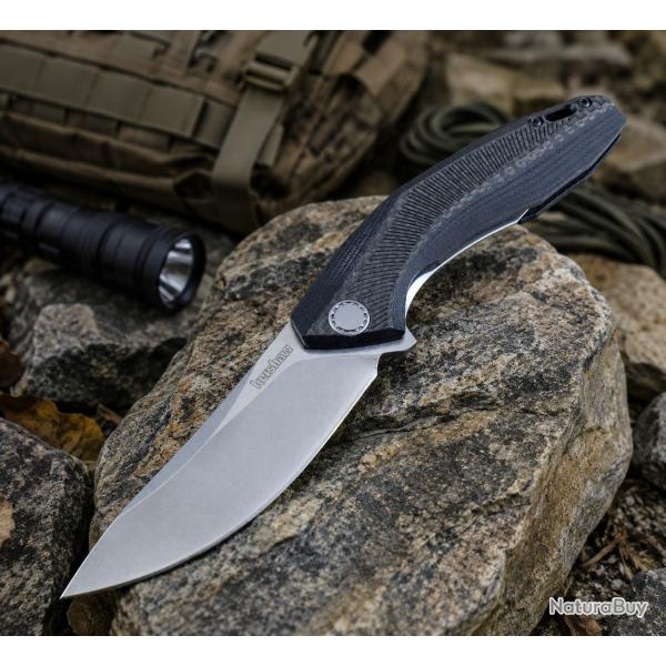Couteau Kershaw Tumbler Lame Acier D2 Manche G10/Fibre de Carbone Framelock KS4038