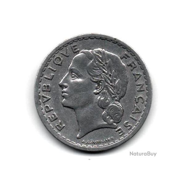 Pi�ce de Monnaie France 5 francs Lavrillier, aluminium 1945 Beaumont le Roger