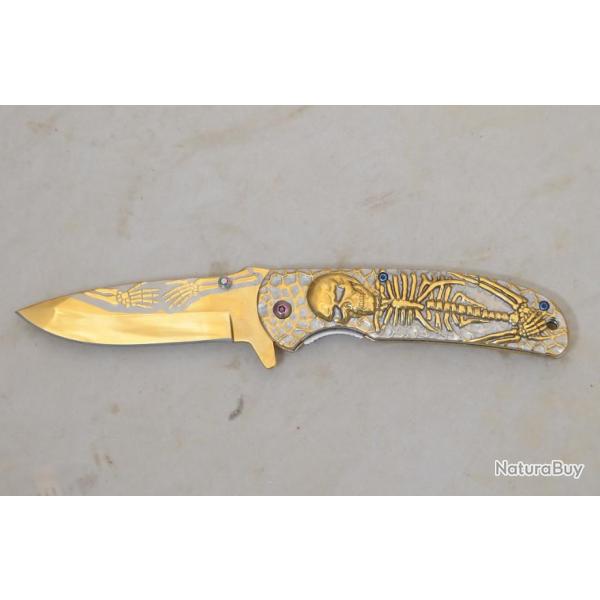 Couteau pliant Dor Squelette  lame de 10 cm