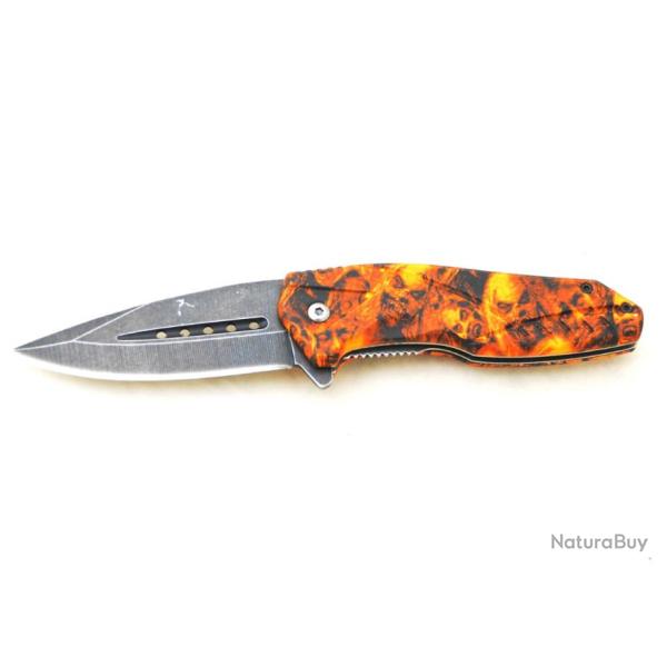Couteau  zombies orange  lame de 8.5 cm