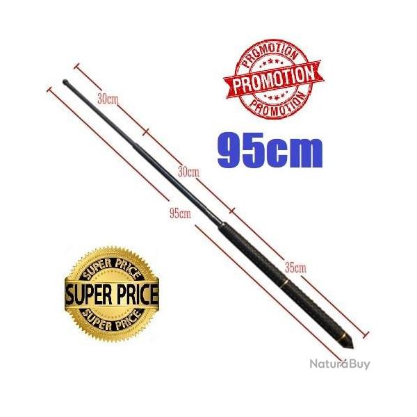 MATRAQUE TELESCOPIQUE 38" ACIER NOIR POIGNE PVC AVEC ETUI