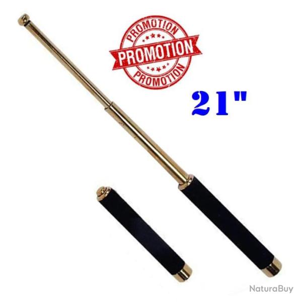 MATRAQUE TELESCOPIQUE 21" ACIER OR DOR POIGNE MOUSSE AVEC ETUI