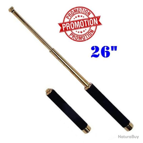 MATRAQUE TELESCOPIQUE 26" ACIER OR DOR� POIGN�E MOUSSE AVEC ETUI