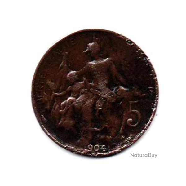 Pi�ce de Monnaie  France  5  centimes Daniel-Dupuis 1904