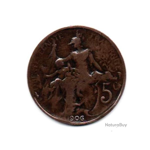 Pi�ce de Monnaie  France  5  centimes Daniel-Dupuis 1906