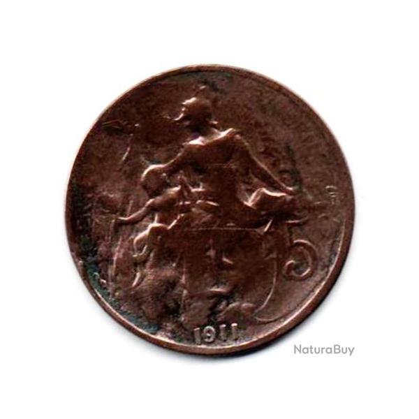 Pi�ce de Monnaie  France  5  centimes Daniel-Dupuis 1911