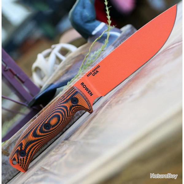 Couteau ESEE Esse-6 Orange Manche Orange/Black G10 Acier Carbone 1095 Etui USA ES6POR006