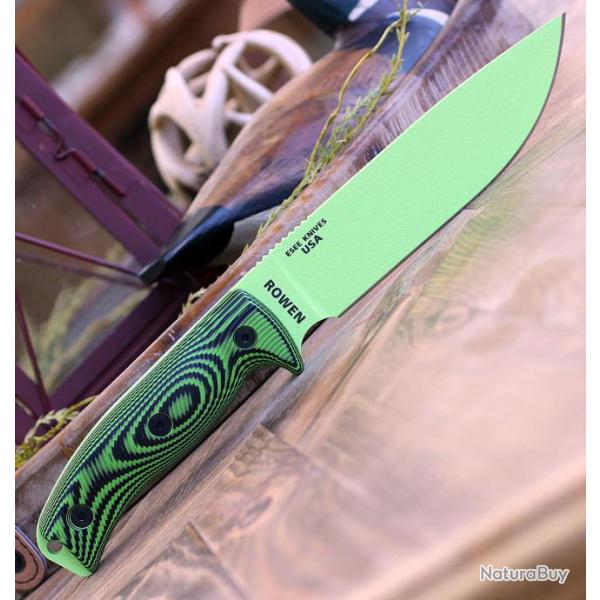 Couteau ESEE Esse-6 Venon Manche Green/Black G10 Acier Carbone 1095 Etui USA ES6PVG007