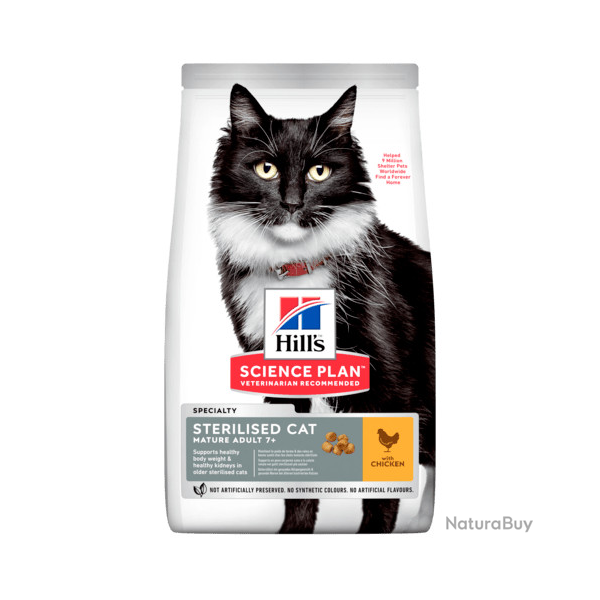 HILLS FELINE MATURE7+ STERILISED POULET 3KGS
