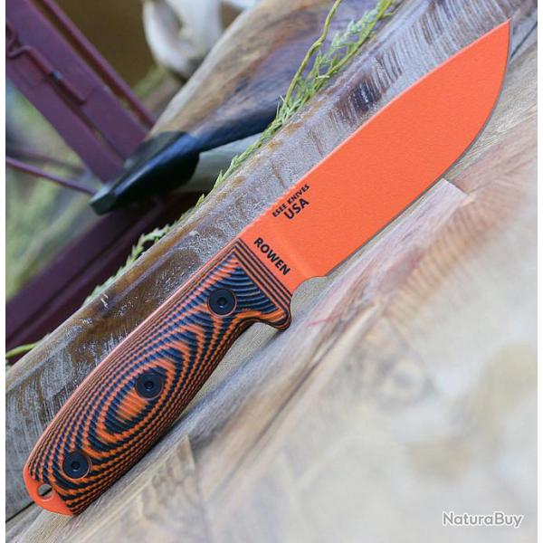 Couteau ESEE Esee-4 Orange Manche Orange/Black G10 Acier Carbone 1095 Etui Plastic USA ES4POR006