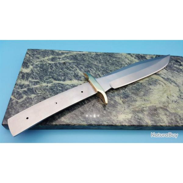 Lot de 2 Lames A Customiser Tactical Bowie Lame Acier Inox Garde en Laiton BL128