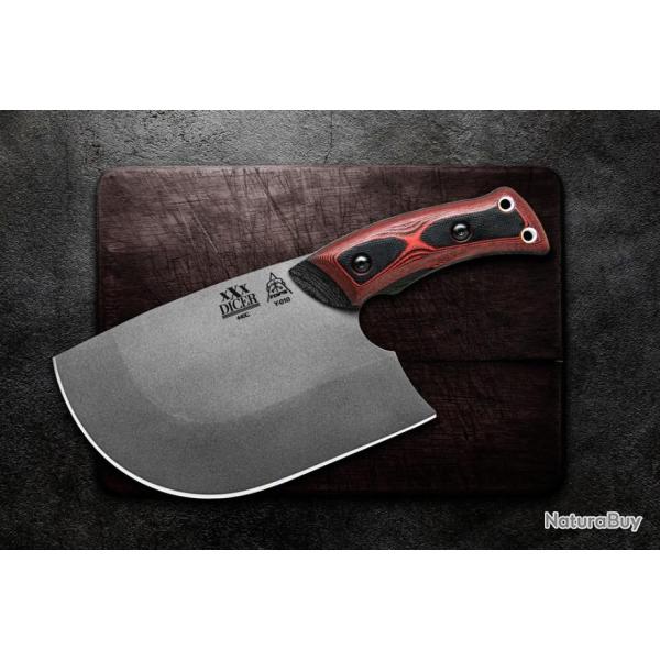 Couteau Couperet TOPS XXX Dicer Acier 440C Manche Red/Black G10 Etui Kydex Made USA TPDCRX01