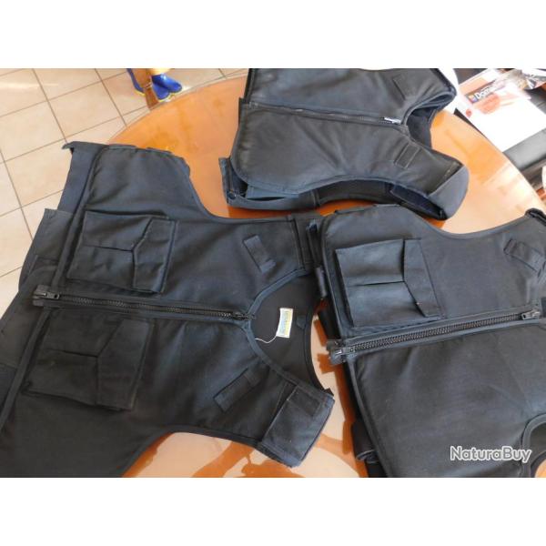 GILET PARE BALLES CROISE NOIR AVEC KEVLAR DE GRANDES MARQUES NON CHINOIS TAILLE S, M, L, XL