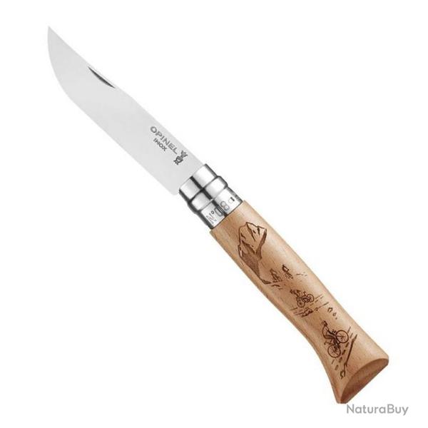 Couteau Opinel n� 8 VRI "Sport" h�tre, Motif v�lo [Opinel]