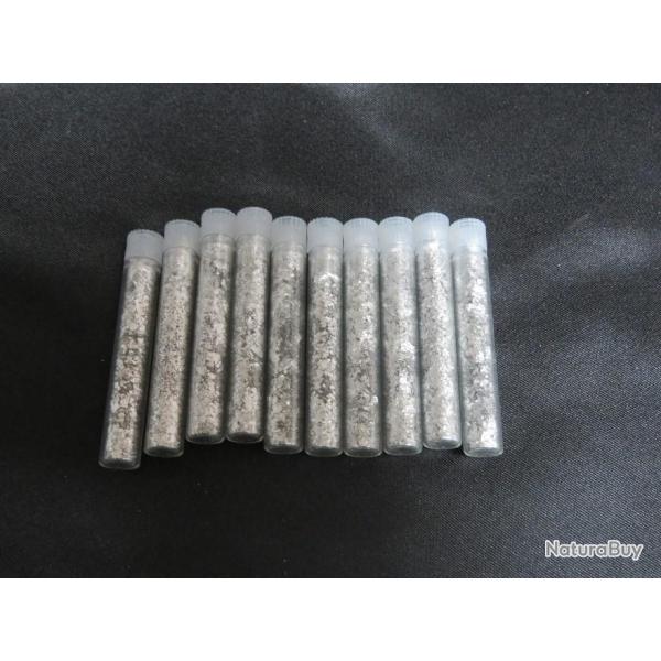 Lot de 10 tubes en VERRE remplie de paillettes d'Argent 50 x 5 mm FLACONS BOUTEILLES