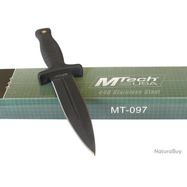 POIGNARD DAGUE DOUBLE TRANCHANT BLACK TACTICAL MTECH MT206BK