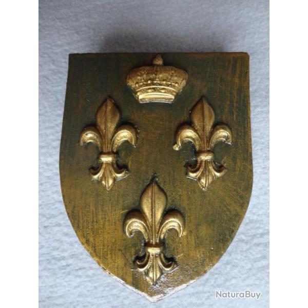 Blason Fleurs de Lys patine bronze et or