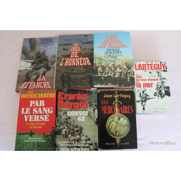 Lot 7 ouvrages r�cits et romans de guerre