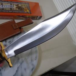 Couteau Crocodile Dundee Bowie V-44 Marbles Hunter Leather Acier Carbone Manche & Etui Cuir MR555 V1